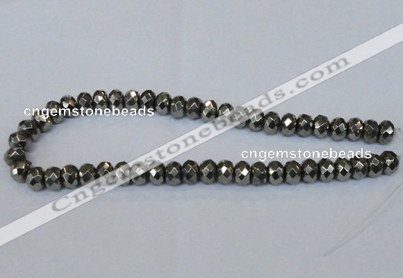 CPY588 15.5 inches 8*12mm faceted rondelle pyrite gemstone beads