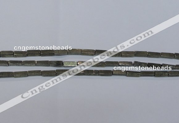 CPY592 15.5 inches 4*12mm cuboid pyrite gemstone beads