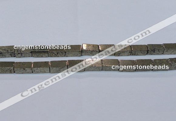 CPY594 15.5 inches 10*20mm cuboid pyrite gemstone beads