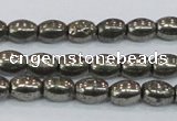 CPY597 15.5 inches 6*8mm rice pyrite gemstone beads wholesale