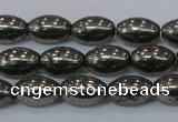 CPY599 15.5 inches 8*12mm rice pyrite gemstone beads wholesale