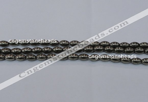 CPY599 15.5 inches 8*12mm rice pyrite gemstone beads wholesale