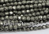 CPY60 15.5 inches 5mm faceted round pyrite gemstone beads wholesale