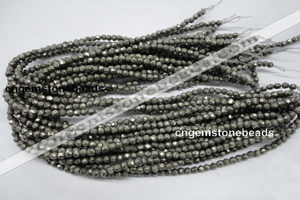 CPY60 15.5 inches 5mm faceted round pyrite gemstone beads wholesale