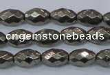 CPY603 15.5 inches 8*12mm faceted rice pyrite gemstone beads