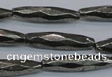 CPY604 15.5 inches 7*30mm faceted rice pyrite gemstone beads