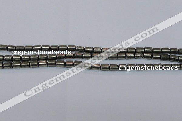 CPY608 15.5 inches 6*9mm tube pyrite gemstone beads