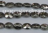 CPY630 15.5 inches 6*8mm faceted oval pyrite gemstone beads