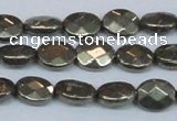 CPY631 15.5 inches 8*10mm faceted oval pyrite gemstone beads