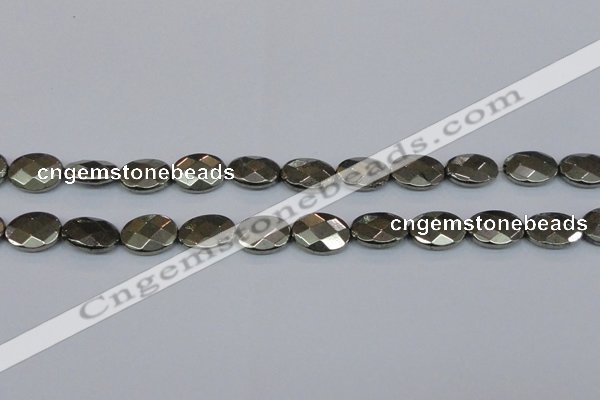 CPY632 15.5 inches 12*16mm faceted oval pyrite gemstone beads