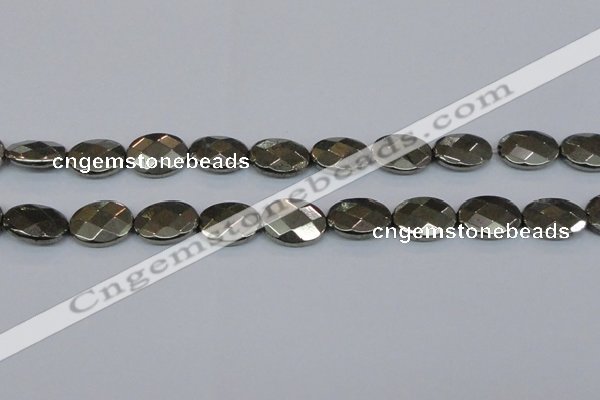 CPY633 15.5 inches 15*20mm faceted oval pyrite gemstone beads