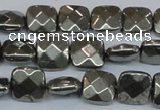 CPY636 15.5 inches 10*10mm faceted square pyrite gemstone beads