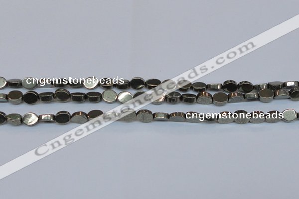 CPY640 15.5 inches 6*8mm oval pyrite gemstone beads wholesale