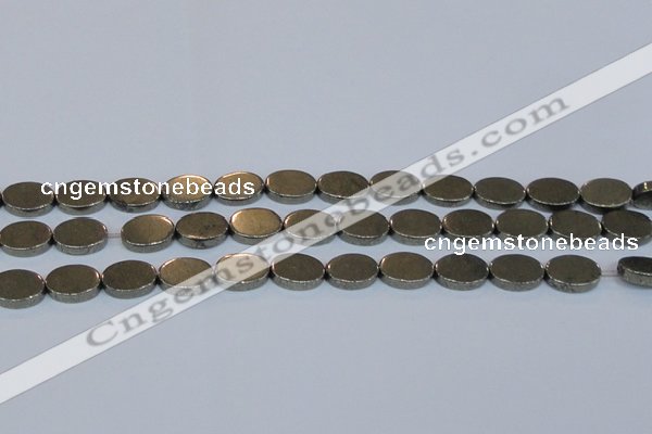 CPY642 15.5 inches 10*14mm oval pyrite gemstone beads wholesale