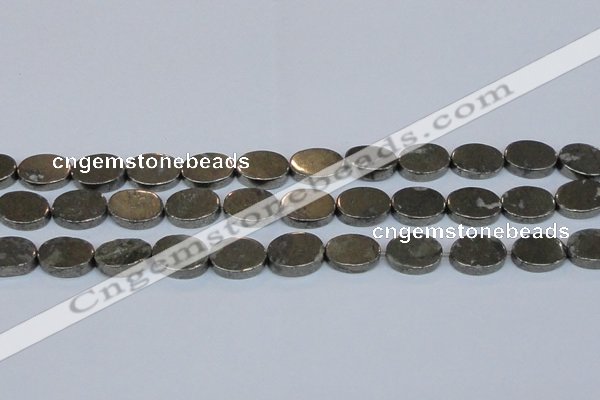 CPY643 15.5 inches 12*16mm oval pyrite gemstone beads wholesale