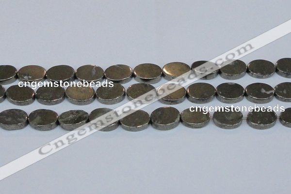 CPY644 15.5 inches 13*18mm oval pyrite gemstone beads wholesale