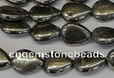 CPY65 15.5 inches 12*16mm flat teardrop pyrite gemstone beads wholesale