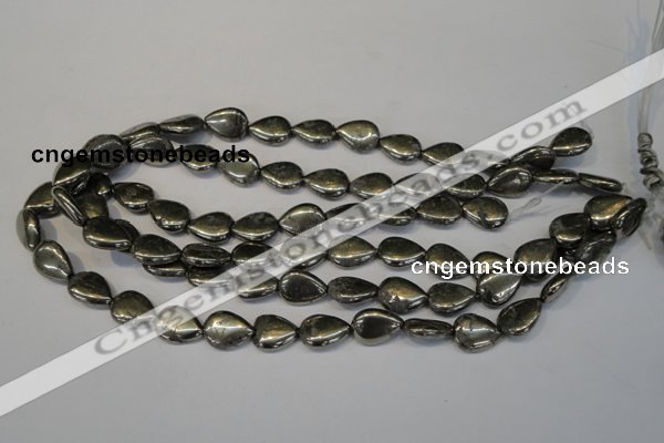 CPY65 15.5 inches 12*16mm flat teardrop pyrite gemstone beads wholesale