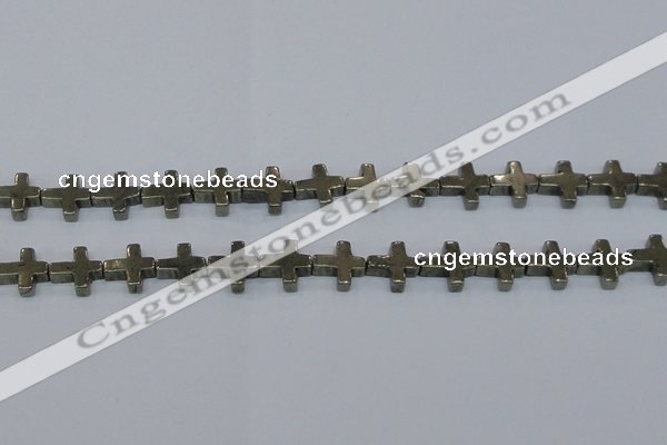 CPY663 15.5 inches 11*11mm cross pyrite gemstone beads wholesale