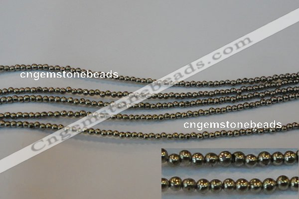 CPY70 15.5 inches 2mm round pyrite gemstone beads wholesale