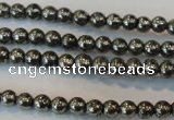 CPY71 15.5 inches 3mm round pyrite gemstone beads wholesale