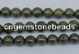 CPY750 15.5 inches 4mm round pyrite gemstone beads wholesale