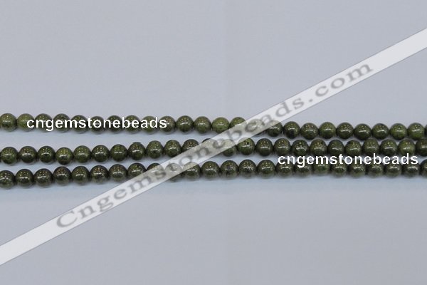 CPY751 15.5 inches 6mm round pyrite gemstone beads wholesale