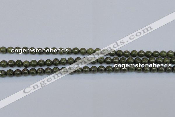 CPY751 15.5 inches 6mm round pyrite gemstone beads wholesale