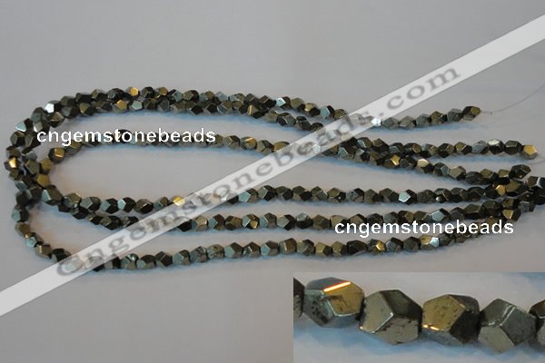 CPY76 15.5 inches 5-6mm faceted nuggets pyrite gemstone beads