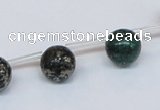 CPY783 Top drilled 10mm round pyrite gemstone beads wholesale
