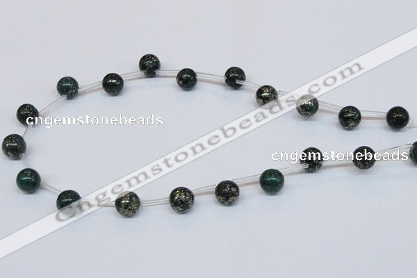 CPY783 Top drilled 10mm round pyrite gemstone beads wholesale