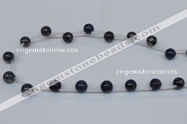 CPY784 Top drilled 10mm round pyrite gemstone beads wholesale