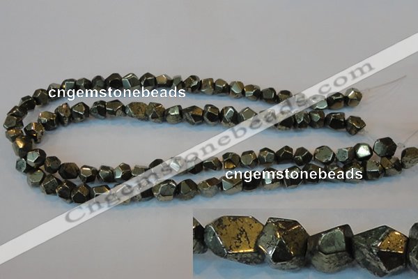 CPY79 15.5 inches 9-10mm faceted nuggets pyrite gemstone beads