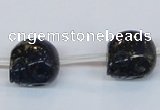 CPY791 Top drilled 16mm carved skull pyrite gemstone beads