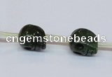 CPY793 Top drilled 8mm carved skull pyrite gemstone beads