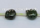 CPY794 Top drilled 10mm carved skull pyrite gemstone beads