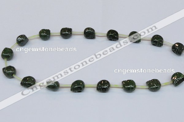 CPY794 Top drilled 10mm carved skull pyrite gemstone beads