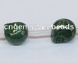 CPY795 Top drilled 12mm carved skull pyrite gemstone beads