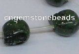 CPY796 Top drilled 14mm carved skull pyrite gemstone beads