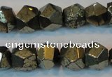 CPY80 15.5 inches 12mm faceted nuggets pyrite gemstone beads