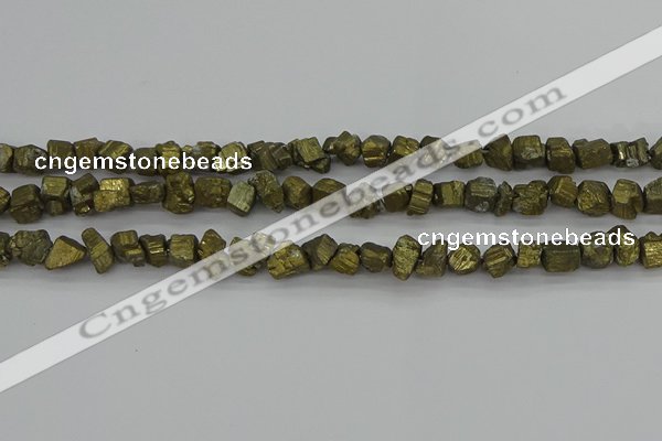 CPY802 15.5 inches 6*10mm - 8*12mm nuggets plated pyrite beads