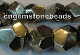 CPY81 15.5 inches 8mm - 16mm faceted nuggets pyrite gemstone beads