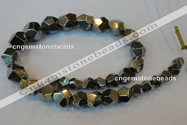 CPY81 15.5 inches 8mm - 16mm faceted nuggets pyrite gemstone beads