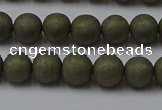 CPY813 15.5 inches 4mm round matte pyrite beads wholesale