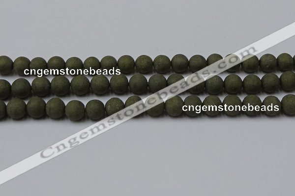 CPY815 15.5 inches 8mm round matte pyrite beads wholesale