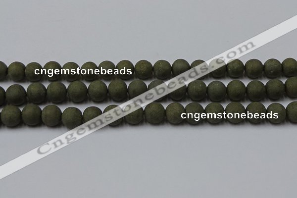 CPY816 15.5 inches 10mm round matte pyrite beads wholesale