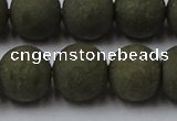 CPY818 15.5 inches 14mm round matte pyrite beads wholesale