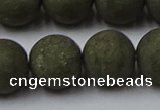 CPY819 15.5 inches 16mm round matte pyrite beads wholesale