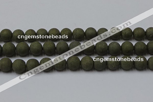 CPY819 15.5 inches 16mm round matte pyrite beads wholesale