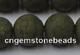 CPY821 15.5 inches 20mm round matte pyrite beads wholesale